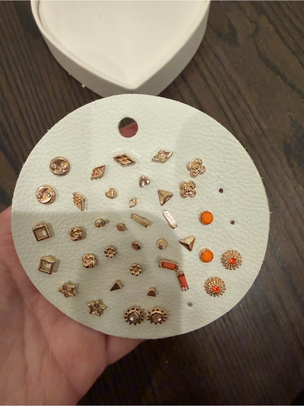 Free People Gold Tone Mixed Stud Earring Set - Orange Accents